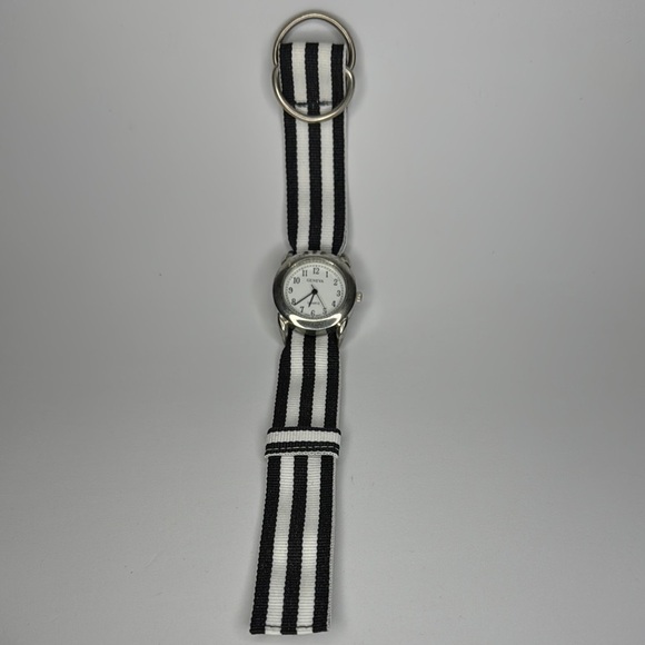 Geneva Black and White Striped Watch - Picture 1 of 3